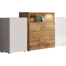 Home Affaire Sideboard URBAN III 150 x 80,7 x 39 cm Weiß / Eiche Wotan