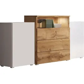 Home Affaire Sideboard URBAN III 150 x 80,7 x 39 cm Weiß / Eiche Wotan
