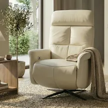 MCW Relaxsessel MCW-L10 Voll-Leder 80 x 100 x 80 cm Creme-Weiß elektrisch drehbar