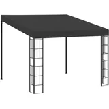 Mengtu Wand-Pavillon mit Dach UV Schutz Anbaupavillon Sonnenschutz Pergola Gartenpavillon Gartenzelt Partyzelt Terrassendach Überdachung 3x3 m Anthrazit Stoff Garten Möbel