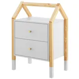 Juskys Kinder Nachttisch Enny mit 2 Schubladen - Nachtschrank klein, & modern - Kommode Holz - Hausdesign - Nachtkästchen Weiß