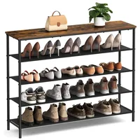 VASAGLE Schuhregal 120 x 88,5 x 30 cm schwarz / schwarz