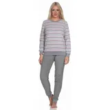 Normann Pyjama Wunderschöner Damen Frottee Schlafanzug langarm Pyjama mit Bündchen grau 40-42