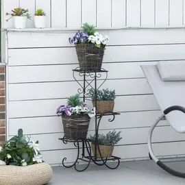 Outsunny Blumenregal 45 x 24,5 x 80 cm Schwarz