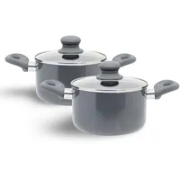 Buri 2 Stück Kochtopf 'Rom' PFAS-frei 16cm Alu Kochtöpfe