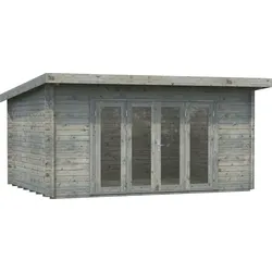 Gartenhaus PALMAKO "Lea", grau, Fußboden im Gartenhaus, ohne Dacheindeckung, Holzwerkstoff, Gartenhäuser, 14,2 m2, mit Fußboden im Gartenhaus
