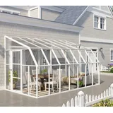 Rion Kunststoff Anlehngewächshaus Sun Room 47 | Weiß | 446x258x266 cm | Fundamentoption - Weiß
