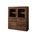 Massivmoebel24 Highboard Sheesham 128x40x145 smoked cherry gebeizt TORONTO #103