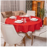 Simurq Tischdecke Wasserabweisend, Leinenoptik Tischdecke Abwaschbar - Lotuseffekt (Pflegeleicht & fleckenabweisend Tischdecken, Tischdecke Rund - Tischtuch Table Cloth) rot Rund | 160 cm x 160 cm