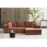 Fun Möbel Ecksofa Sofa ALVARO inkl. QI Ladegerät Stoff Opera Velvet Altrosa Ottomane Rechts - Rosa