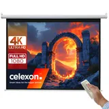 celexon basic Motor-Leinwand 120" | 240x180 cm 4:3 | elektrische Full-HD 4K Beamer-Leinwand für Heimkino oder Büro-Präsentationen | geeigent zur Deckenmontage oder Wandmontage | inkl. Fernbedienung