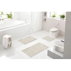 Badematte GRUND "Leonie", beige, H:15mm, Polyester, Baumwolle, Badematten, meliertes Design, strapazierfähig