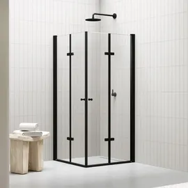 i-flair Emma Eckdusche mit Falttür links 80 x 80 cm Schwarz Sicherheitsglas DK99B