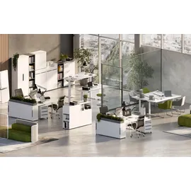 Germania Büromöbel-Set GERMANIA "Mailand", weiß, B:160cm, Metall, Spanplatte, Arbeitsmöbel-Sets, Büromöbel-Set, inkl. Schreibtisch und Rollcontainer