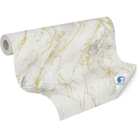 A.S. Création A.S. Creation vorgeleimte Vliestapete DESIGNDROP - Tapezieren ohne Kleister - Weiß, Gold, Grau - Marmortapete Made in Germany - 784581