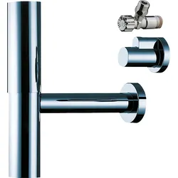 Siphon HANSGROHE "Flowstar", silber (chrom), B:22,2cm H:8,8cm T:24,5cm, Siphons, Designsiphon Flowstar Set, chrom