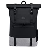 LOVEVOOK Rucksack Damen Herren groß Wasserdichter Laptop Rucksack 17,3 Zoll Rolltop Rucksäcke Schulrucksack für Uni Arbeit Reisen, Schwarz Grau