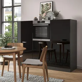 Vicco Küchenzeile R-Line 180 cm Schwarz Hochglanz