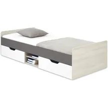 Deine Möbel 24 Jugendbett REMI 90 x 200 cm Eiche matt weiß-beige