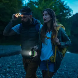 B.K.Licht LED Campingleuchte 3 in 1 Outdoorlampe Taschenlampe batteriebetrieb klappbar - Schwarz/Grün