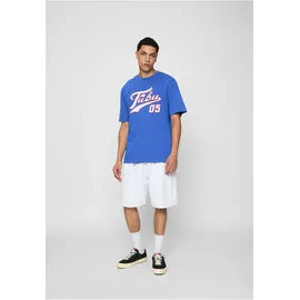 FUBU T-Shirt "Fubu FBMQ12111BLU Fubu Varsity T-Shirt", Herren, Gr. S, blau, weiß, rot, 100% Baumwolle, bedruckt, loose fit, Rundhals, Shirts T-Shirt
