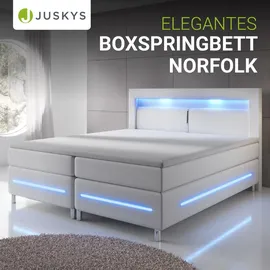 Juskys Boxspringbett Norfolk Weiß 200 x 200 cm