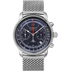 Zeppelin Herrenuhr 8614M3 - Dunkelblaues Ziffernblatt mit weißen Zahlen/Indices,silber - 42mm
