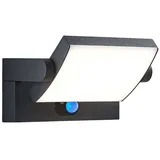 LINDBY LED-Solar-Außenwandlampe Sherin, anthrazit, Sensor - schwarz,
