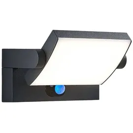LINDBY LED-Solar-Außenwandlampe Sherin, anthrazit, Sensor - schwarz,