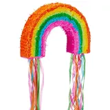 relaxdays Papierdekoration 4-tlg. Pinata Set Regenbogen grün|orange