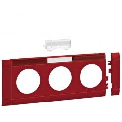tehalit Blende 3-fach Steckdose beschriftbar anreihbar, Oberteil 80mm, rot
