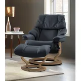 Stressless Stressless® »Reno«, (Set, Relaxsessel mit Hocker), mit Hocker, mit Classic Base, Größe S, M & L, Gestell Eiche blau