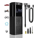 SERVOMASTER Elektrische Luftpumpe,Tragbar Akku Kompressor mit Manometer, Fahrradpumpe Elektrisch 150PSI, Auto Zubehör für Männer, Mini Luftpumpe Fahrrad mit LED für Auto Motorrad Fahrrad Kugel