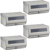 mDesign 4er-Set Schuhaufbewahrung aus Stoff stapelbare Schuhbox grau