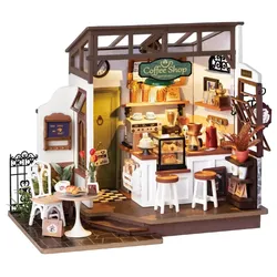 getDigital Miniatur-Haus Bausatz Café, batteriebetrieben beleuchtet, Holz, 19x15x25cm