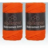 Wollbiene Makramee Garn 5mm I 2x70m I Makramee Natur - Baumwollgarn Mischgarn zum Knüpfen von Macrame - Rope Garn - Makramee-Garn aus Baumwolle für Kunst DIY Handwerk (orange 04)