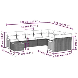 vidaXL Gartensofa-Set 10-tlg. schwarz