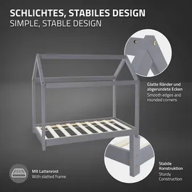 ML-Design Kinderbett Hausbett 70 x 140 cm Kiefer grau