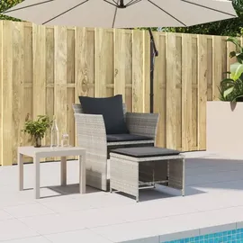 vidaXL Gartenstuhl mit Fußhocker 64 x 69 x 21 cm grau