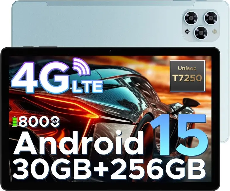 DOOGEE TAB G6 Tablet 11 Zoll Android 15 Tablets, 30 GB+256 GB/2 TB Tablet mit SIM-Kartenslot, 8000 mAh & T7250 Octa-Core Android Tablets, 4G LTE + 2 Lautsprecher + Widevine L1, Gesichts-Scanner, Bluetooth 5.0, 5G-WLAN, GPS, BLAU
