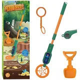 Dhqkqg Metalldetektor Kinder, Leichtes Kinder Metalldetektor, Einstellbar von 60-80 cm, Metalldetektor für Kinder mit Schaufel und Tonanzeige, Geeignet für Outdoor-Aktivitäten