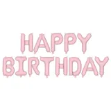 Ballon-Girlande HAPPY BIRTHDAY in zartem Rosa – ca. 340x35 cm – matte Buchstabengirlande zur Luftbefüllung – elegante Geburtstagsdeko – inkl. Strohhalm & Ventil – wiederverwendbar