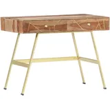 vidaXL Sheesham-Holz Massiv Schreibtisch mit 2 Schubladen Konsolentisch Computertisch Arbeitstisch PC Tisch Bürotisch Laptoptisch 100x55x75cm