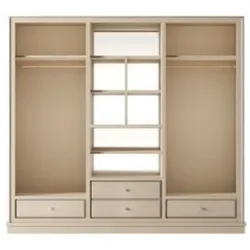 Casa Padrino Luxus Kleiderschrank Beige 200 x 60 x H. 200 cm - Offener Schlafzimmer Schrank - Schlafzimmer Möbel - Hotel Möbel - Luxus Möbel - Luxus Einrichtung - Schlafzimmer Einrichtung