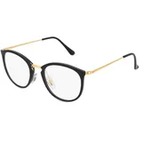 Ray Ban Ray-Ban RX7140 Unisex-Brille inkl. Gläser Vollrand Panto Kunststoff-Gestell, Schwarz