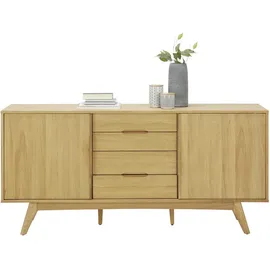 Actona Sideboard »Marte«, Anrichte, Eiche/Furnier, 2 Fächer, 4 Schubladen, 180x84x44 cm, Reach, Holzmöbel, Kleinmöbel Holz, Holzkommoden, Sideboards Holz