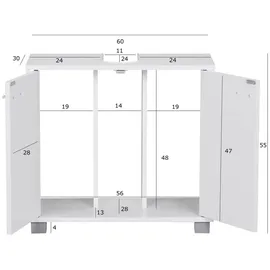 Wohnling Waschbeckenunterschrank WL1.344 weiß 60,0 x 30,0 x 55,0 cm