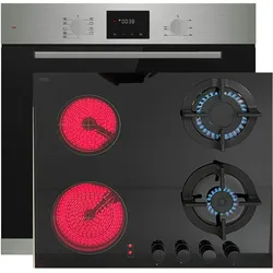 Böhme Einbauherdset mit Elektrobackofen HB60F78PPX + Hybrid Kombi Gas Elektro Kochfeld 60 cm