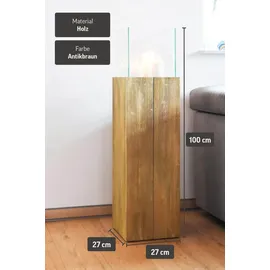 Vivanno Windlicht-Säule 100 x 27 x 27 cm Braun