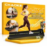 CHAOKE Walking Pad mit Steigung 9%, 1-10 km/h Laufband für Zuhause mit APP, 2.75HP Walking Pad Cardio für Home-Office mit Eingebaute Lautsprecher, LED-Anzeige, Leise Schreibtisch Laufband